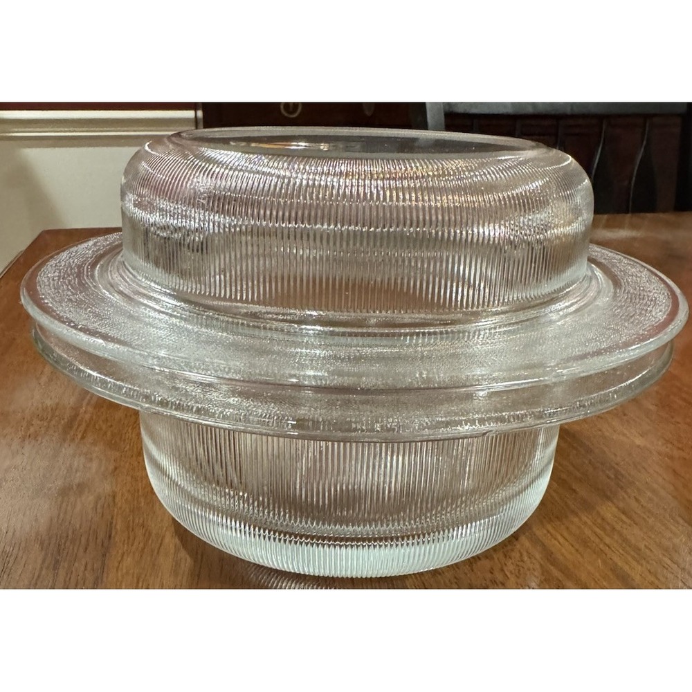 Vintage Chefs Choice Ribbed Glass Baking Dish Store Food 2 Quart Clear with Lid - Picture 2 of 10